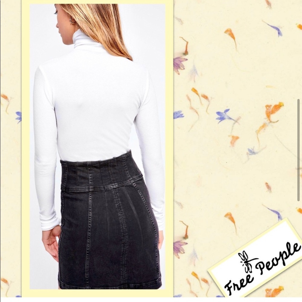 Free People Modern Femme Corset Mini Skirt Black